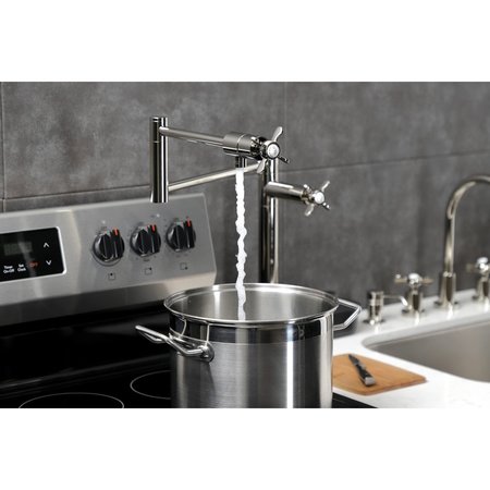 Kingston Brass Deck Mount Pot Filler, Polished Nickel KS4706BEX